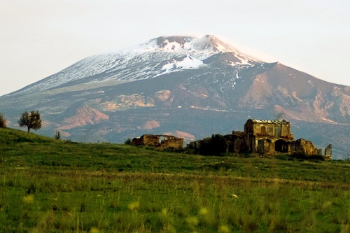 View of Sicily's volcanic Mt. Etna. Photo by <a href="http://www.frommers.com/community/user_gallery_detail.html?plckPhotoID=c7beaa30-70a3-4aa0-9832-2ab1d9f3f2fb&plckGalleryID=c0482941-0d2d-4cca-b8c4-809ee9e20c72" target="_blank">Dean Ferguson/Frommers.com Community</a>