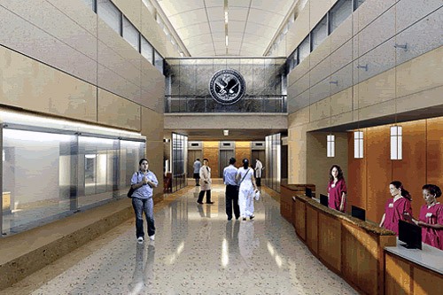 Rendering of new clinical addition to the Veterans hospital.