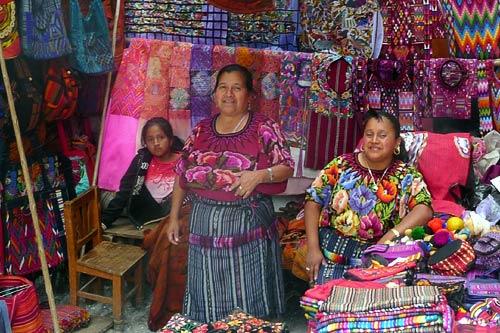 Local handicrafts on display at Chichicastenango Market, Guatemala.