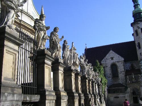 Statues outside the Church of Sts. Peter and Paul, Krakow, Poland