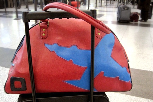 Carry-on luggage at the airport.