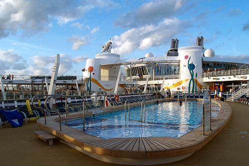 The port-side pool on Allure of the Sea's super-wide pool deck.