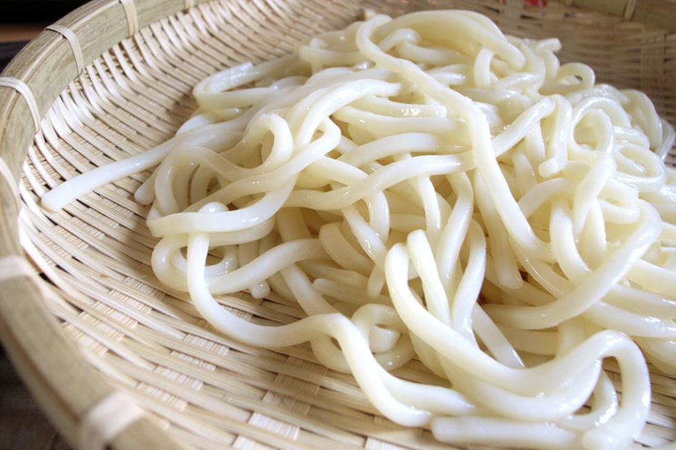 Fresh udon noodles.