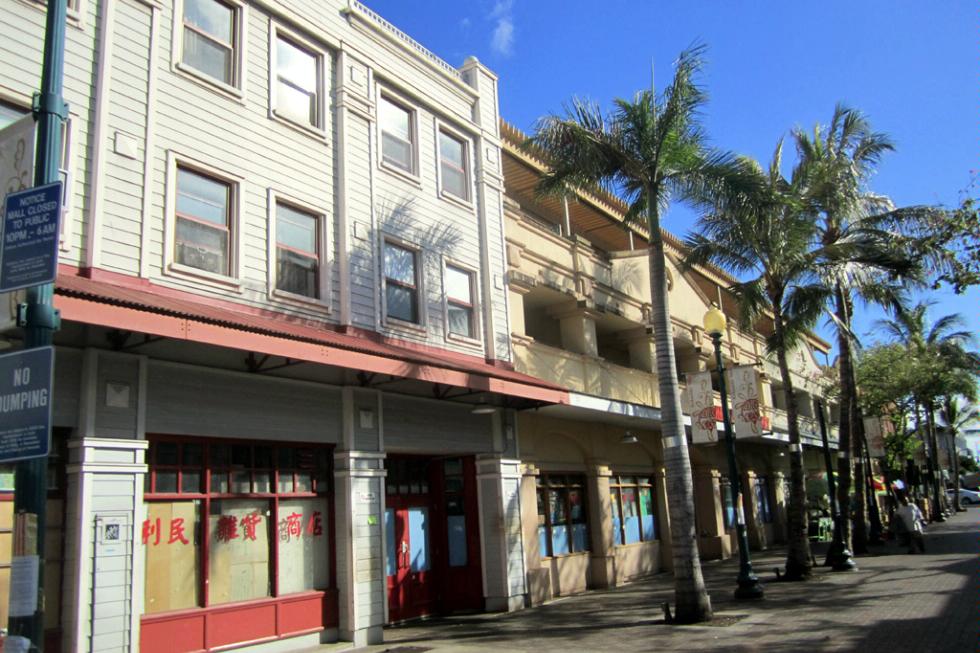 Hotel Street in Honolulu, Hawaii.