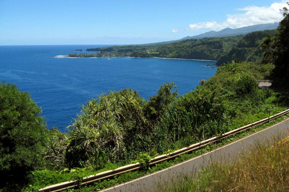 A view from Kaumahina State Wayside Park on the road to Hana in Maui.