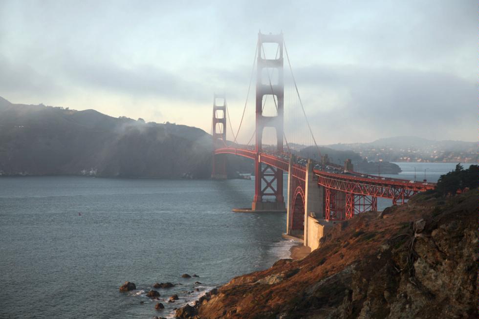 Dusk at the Golden Gate Bridge in San Francisco, California.