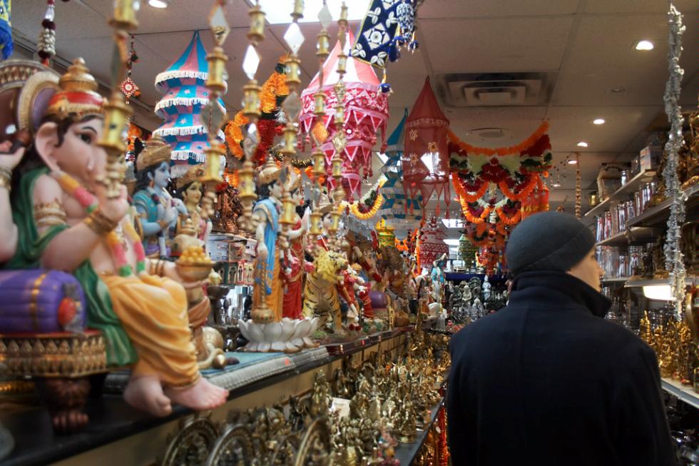 Shopping in the Little India section in Toronto.