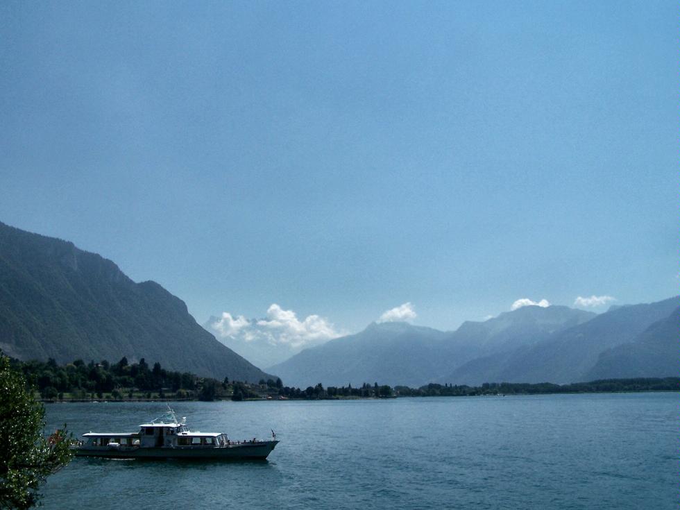 A boat on Lake Geneva, Switzerland.