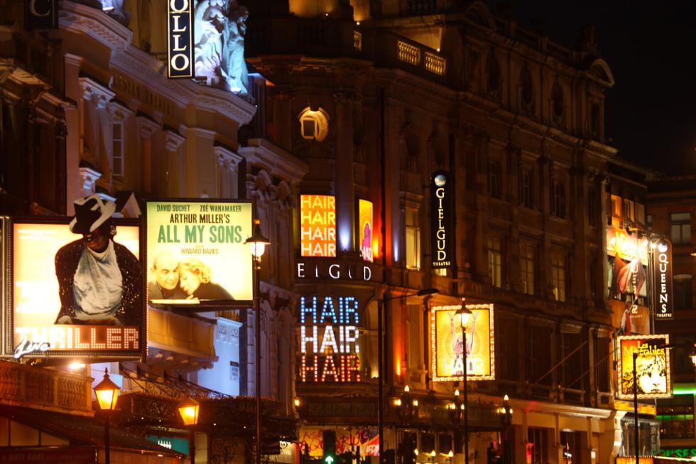 Some of the famous stage theatres in the West End, London, England.
