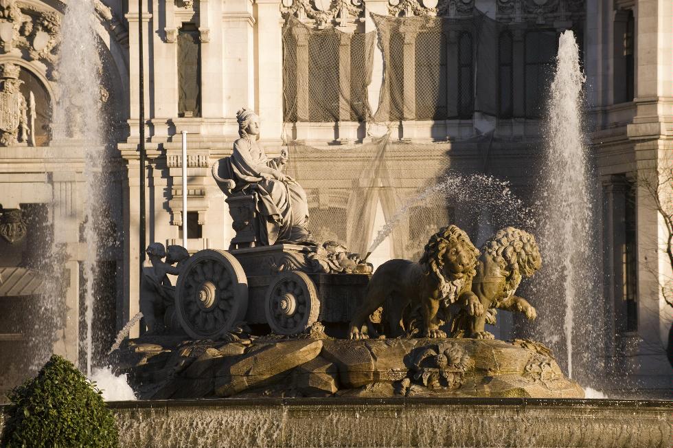 Cibeles Fountain on Paseo del Prado in Madrid, Spain