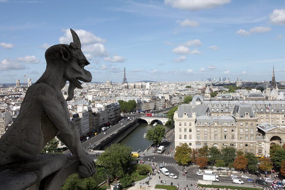 View of Paris, France from Notre Dame gargoyles.