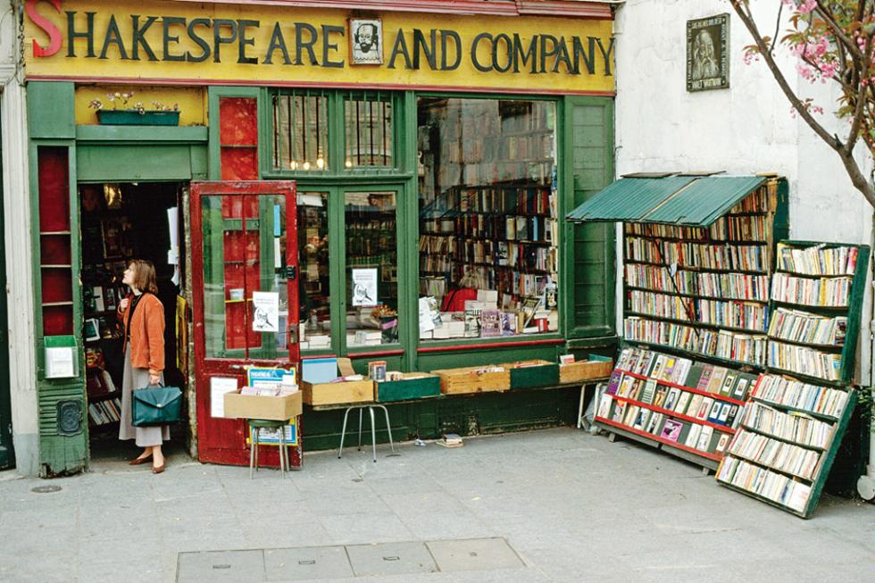 Exterior of Paris's English-language Shakespeare and Company bookstore, a magnet for literary expats