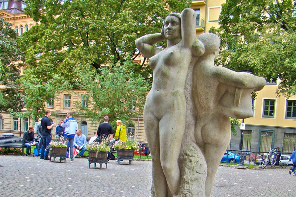 The Nils Sjögren's statue "The Sisters" near the Mosebacke Tor in Stockholm, Sweden.