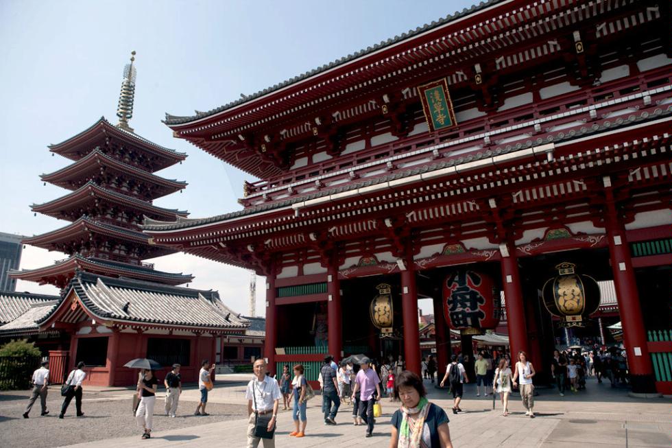 Five-story pagoda at Asakusa Senso-ji Temple.