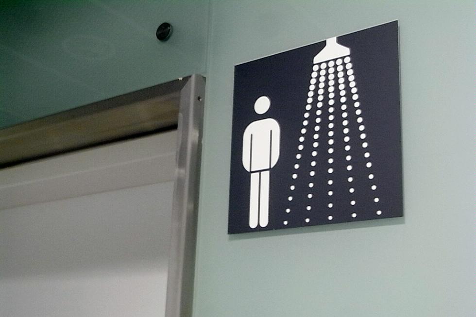 Terminal 2 of the Munich Airport offers free shower stalls. Munich, Germany.