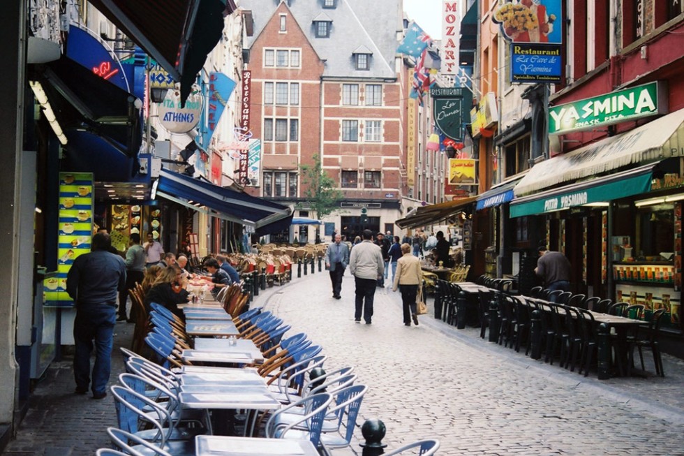 Restaurant Row (Rue des Bouchers), Brussels, Belgium