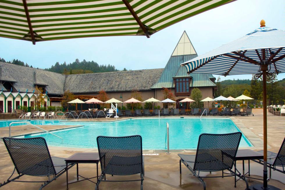 The resort pool at the Francis Ford Coppola Winery in Napa, California.