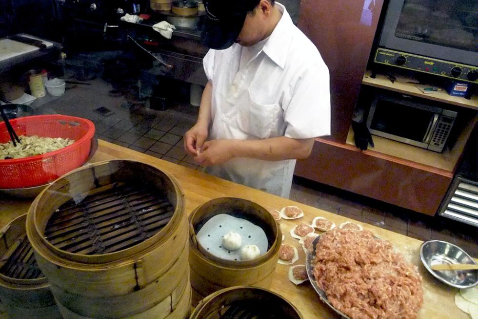 Preparing Xiao Long Bao at Shanghai River Restaurant, Richmond.