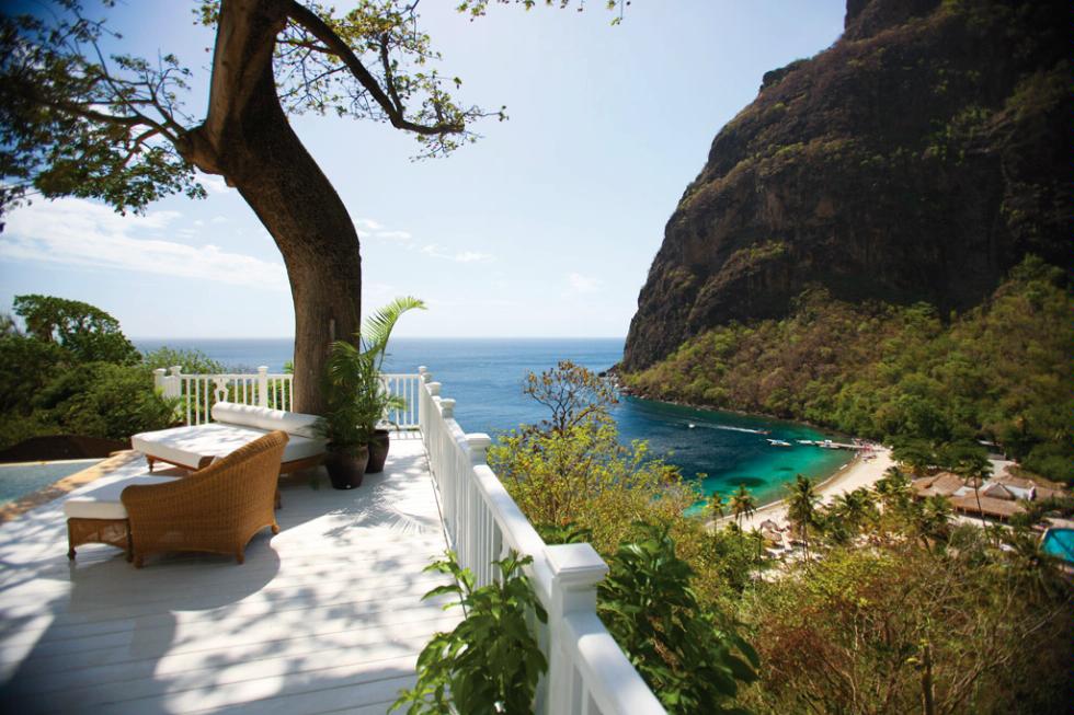 Terrace at Sugar Beach, St. Lucia.