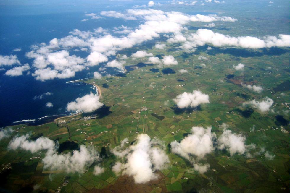 An aerial view of Ireland.