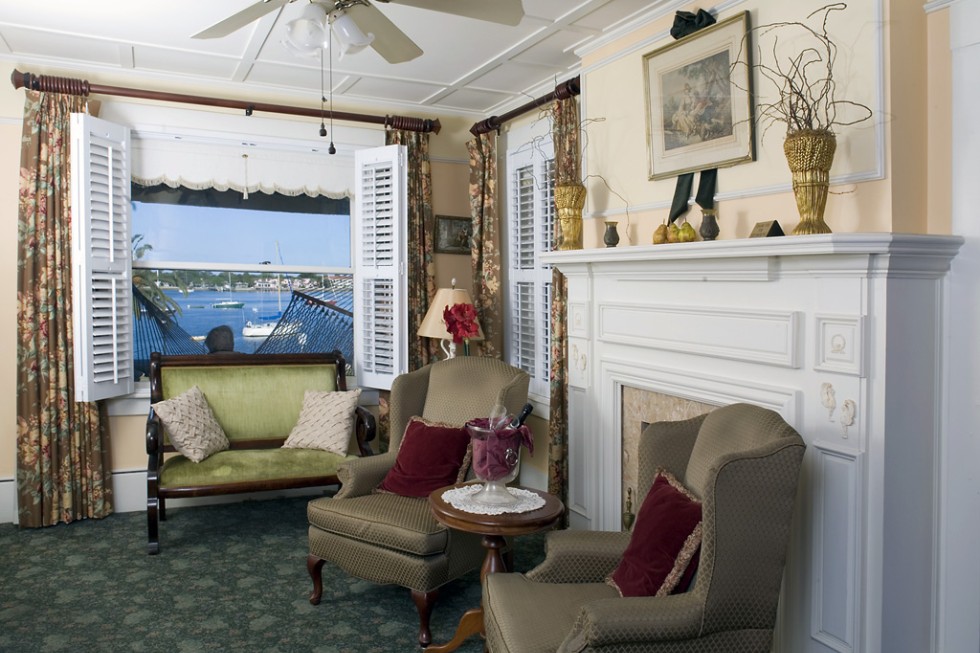 Sitting room overlooking the water at the Casablanca Inn, St. Augustine.