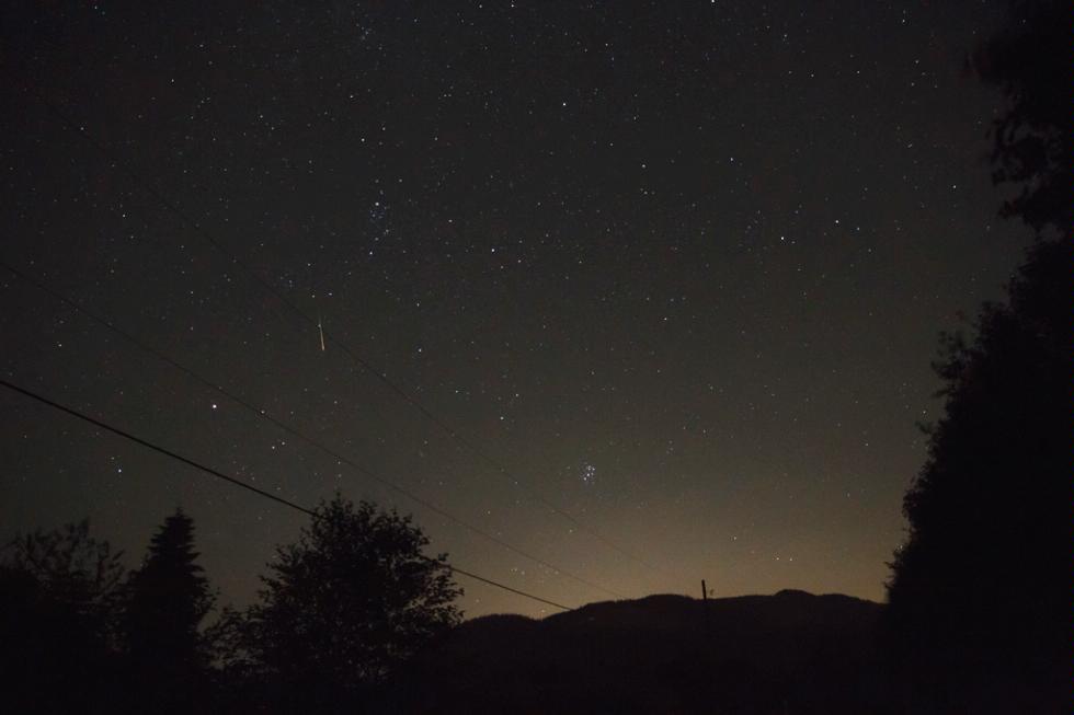 Perseid meteor shower seen from Sumas Mountain in Abbotsford, British Columbia.