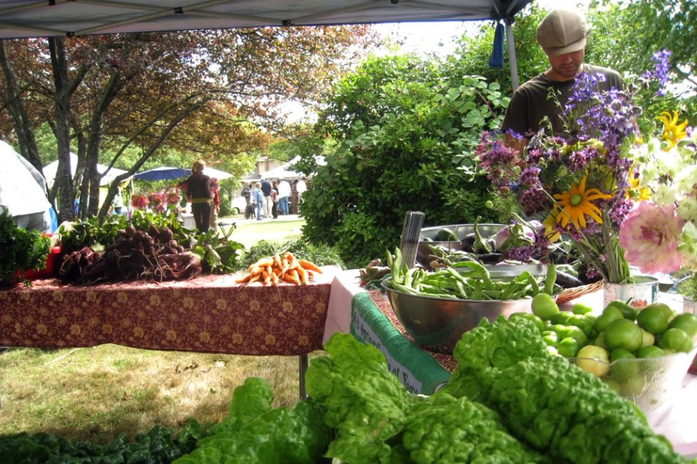 The Salt Spring Centre of Yoga's farm stand at the Tuesday Farmer's Market.