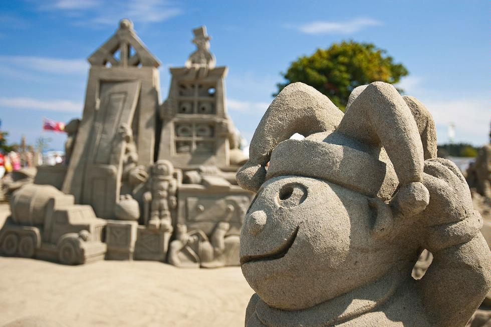 Sand sculpture in sandcastle competition, Parksvile, Vancouver Island, British Columbia.