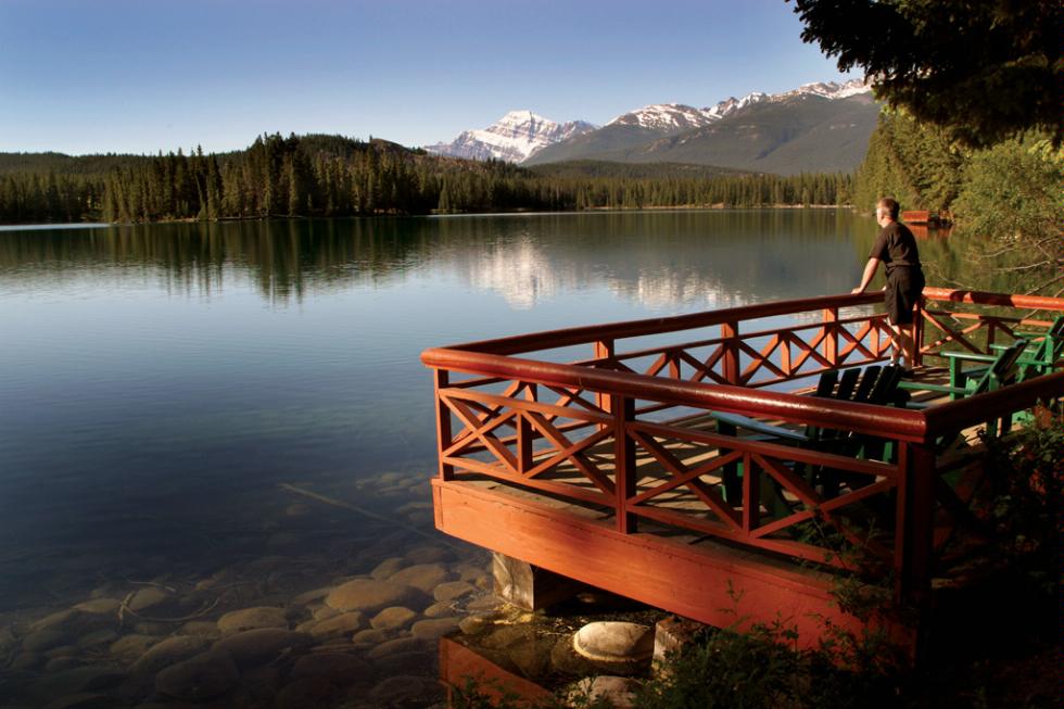 Fairmont Jasper Park Lodge overlooking Beauvert Lake.