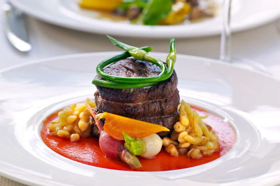 Executive Chef Robert McCormick uses local ingredients to create unique dishes, such as his Emma Farm Wagyu Tenderloin with red pepper, paprika and spaetzle at Montagna at The Little Neil, Aspen.