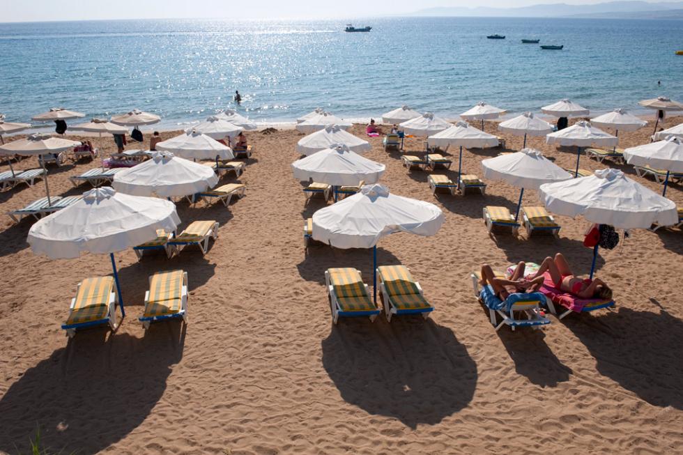 Pefkos and other once-quiet stretches of sand are now popular European getaways. Rhodes, Greece.