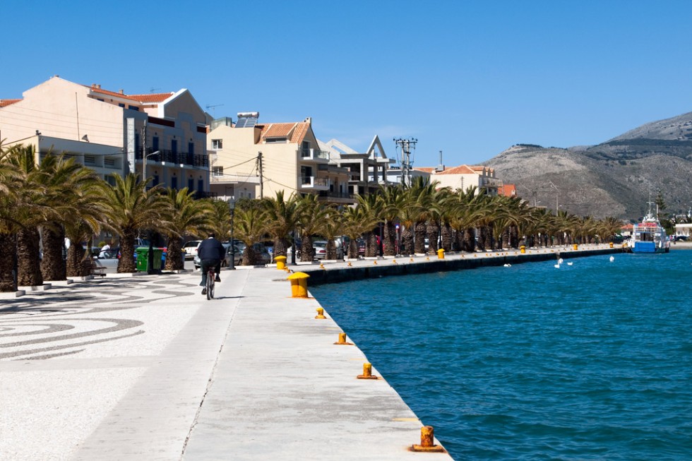 Waterfront in Argostoli, Greece.
