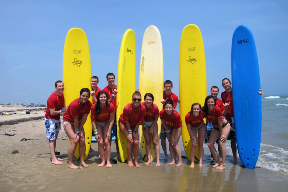 Students at South Padre Surf Company, South Padre Island, Texas.