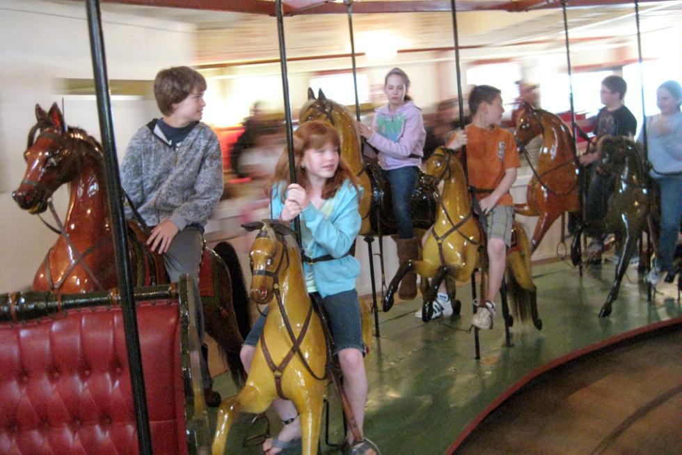 The Flying Horses Carousel In Martha's Vineyard, Massachusetts.