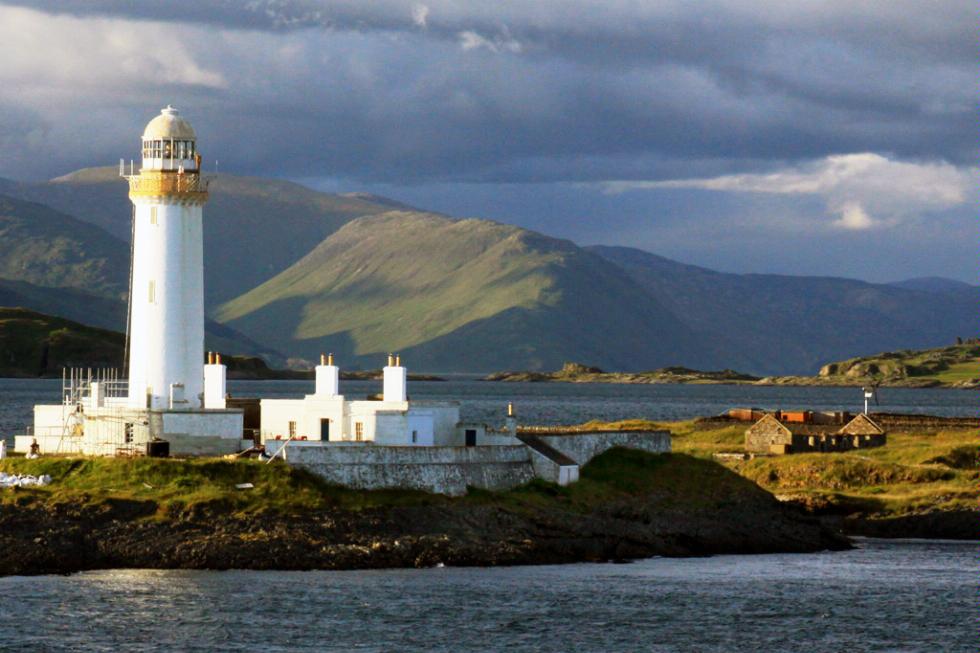 Eilean Musdile Lighthouse, near Isle of Mull, Inner Hebrides.