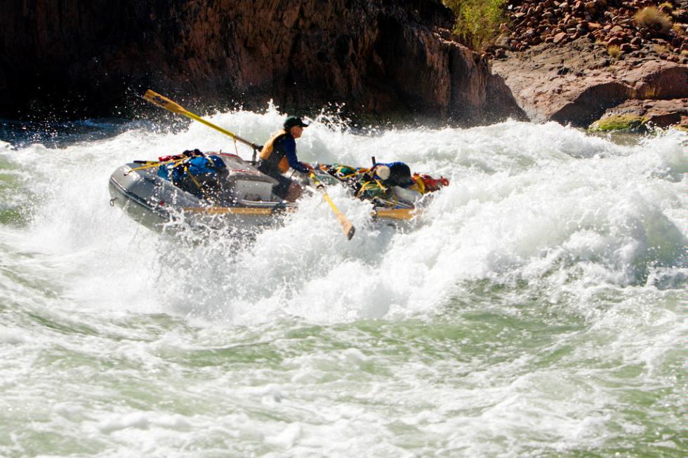 Whitewater rafting down the Colorado River in the Grand Canyon, Arizona.