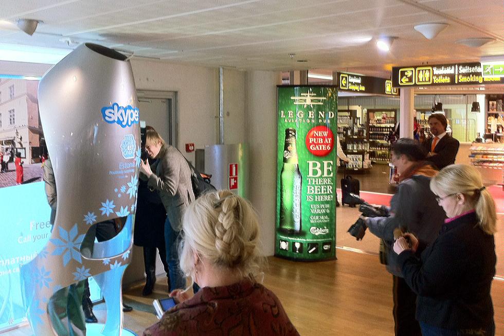 The Skype video chat booth in the Tallinn Airport in Tallinn, Estonia.