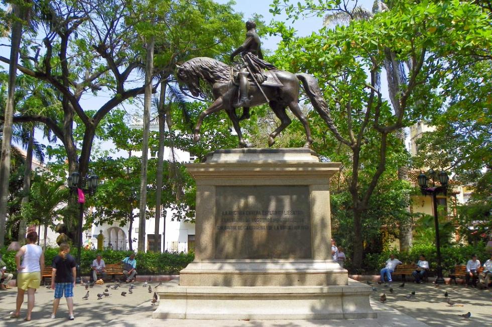 Plaza de Bolivar in Cartagena, Colombia.