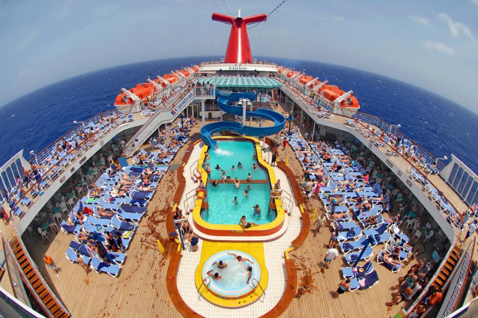 The pool deck of the Carnival Elation.