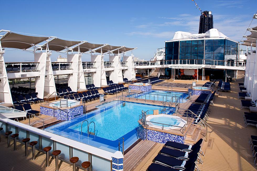 The Pool Deck on the Celebrity Solstice cruise ship.