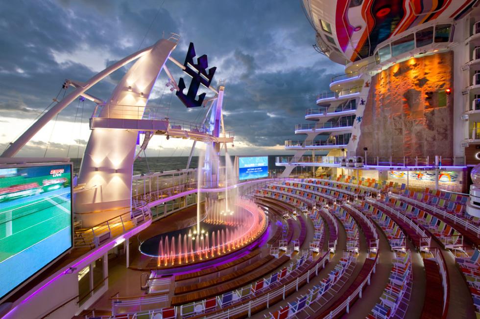 The Aqua Theater at night on the Allure of the Seas.