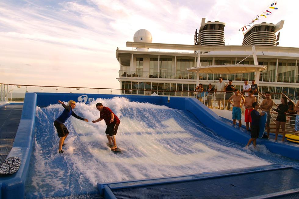 Guests can learn to surf on the FlowRider on board the Allure of the Seas
