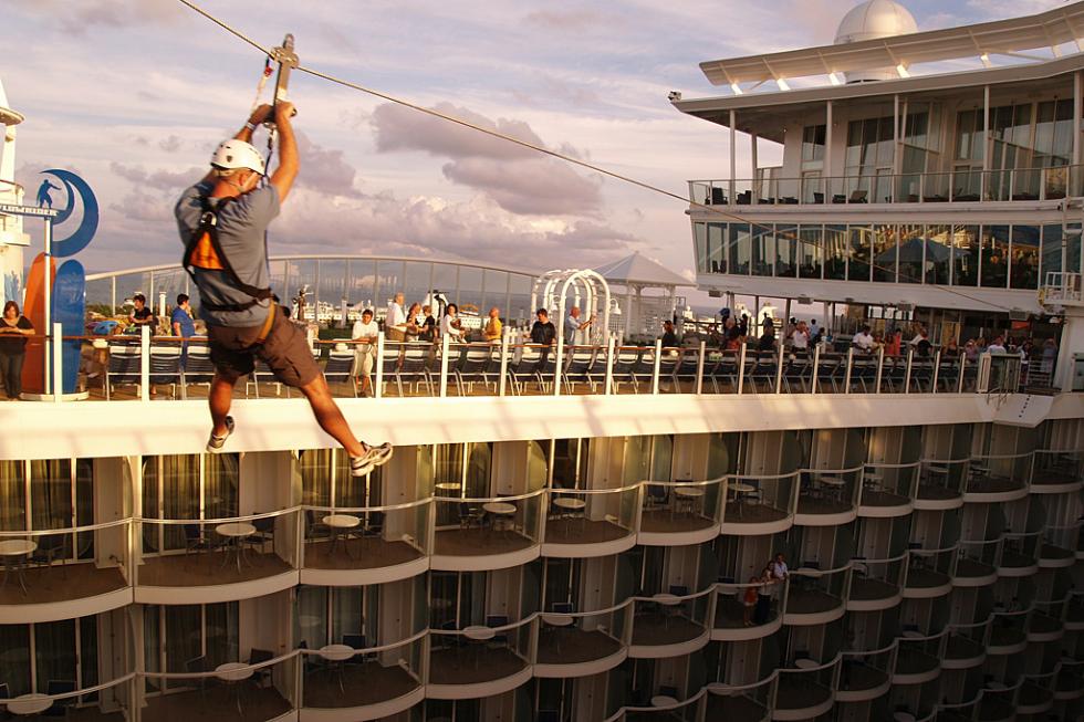 One of the many activities on the Allure of the Seas includes ziplining.