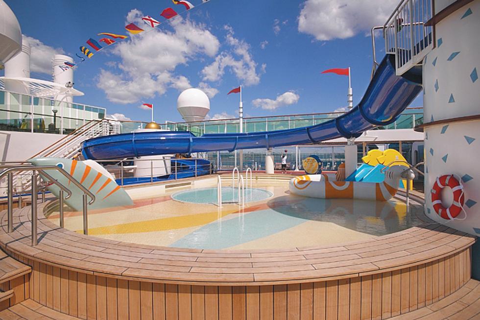 The waterslide and pool deck on the Serenade of the Seas.